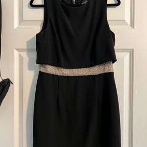 Elegant Black Dress with Beaded Waist